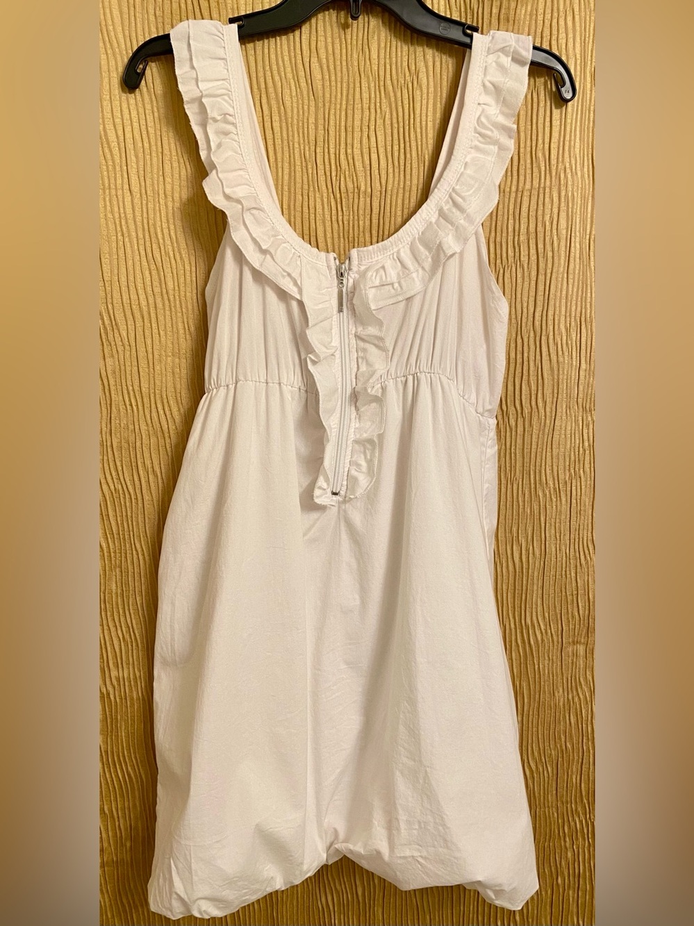 White Ruffle-Trim Zip-Front Mini Dress - Juniors Size XL